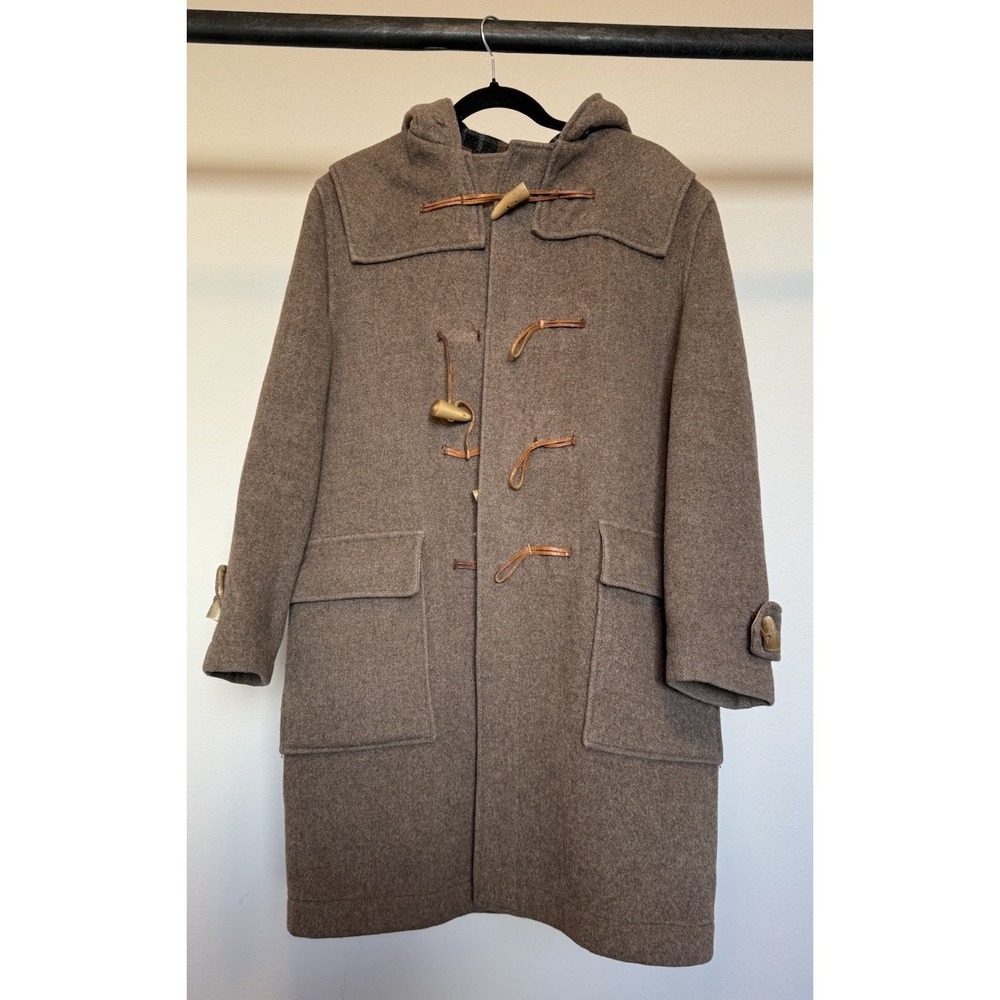 VTG Gloverall Original‎ England Duffle Coat Brown Wool Hooded Toggle 36 academia